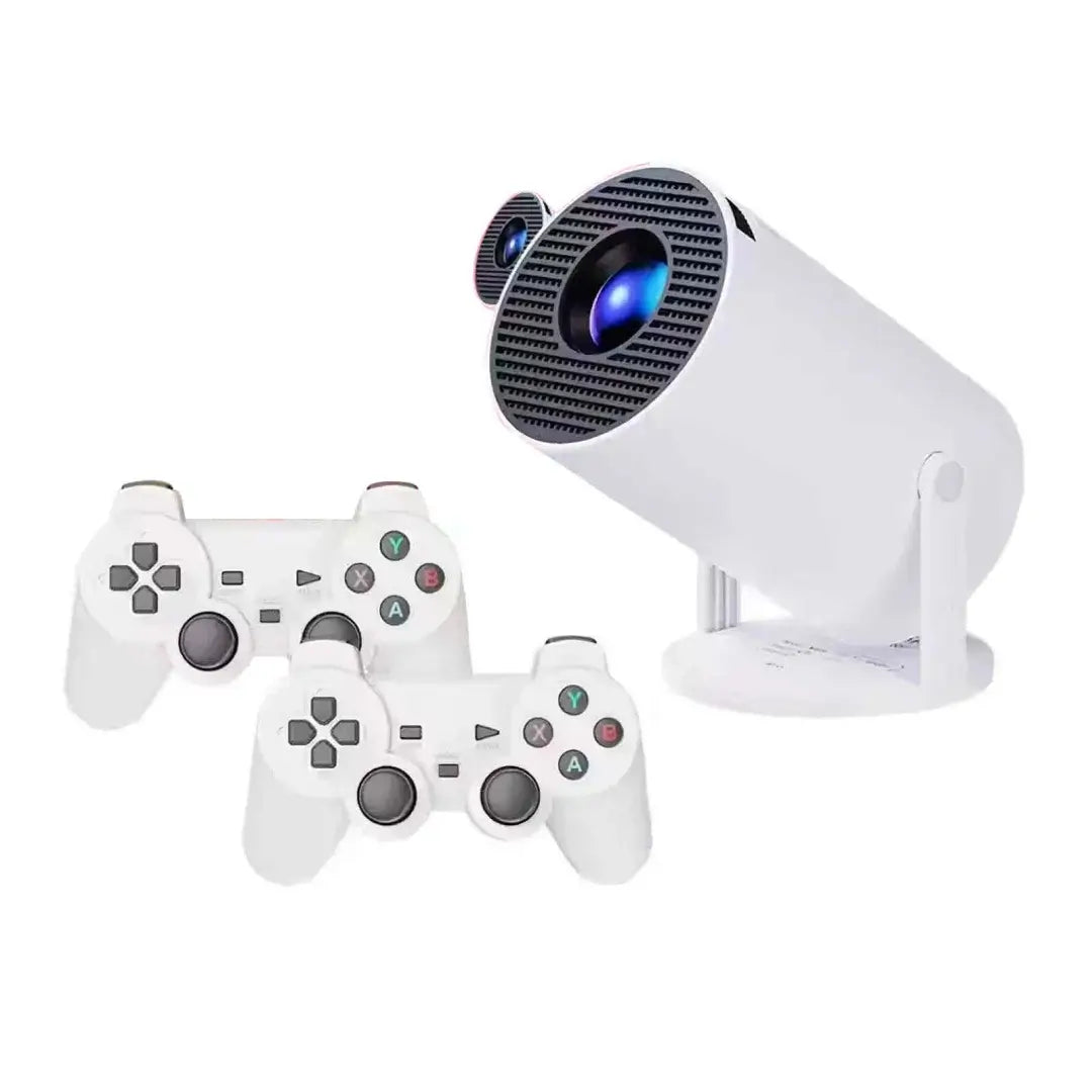 Gold Retro Game Console Projector, Smart HD Projector with 20000+Retro Games Built-In